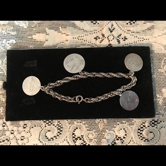 VINTAGE STERLING 925 CHARM BRACELET LOVE TOKENS